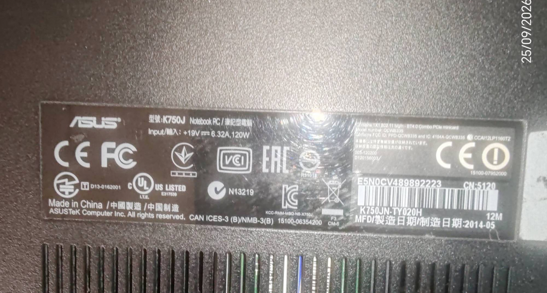 ноутбук Asus K750J  не вкл, Фотоотчёт по заказу №00000198