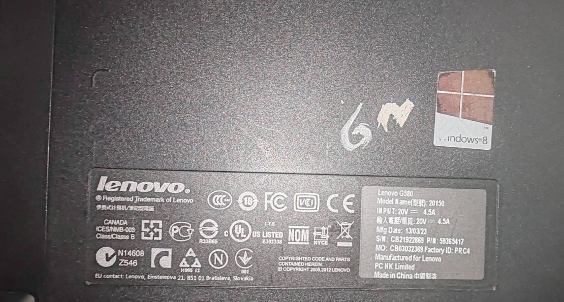 ноутбук Lenovo G580 , Фотоотчёт по заказу №00000203